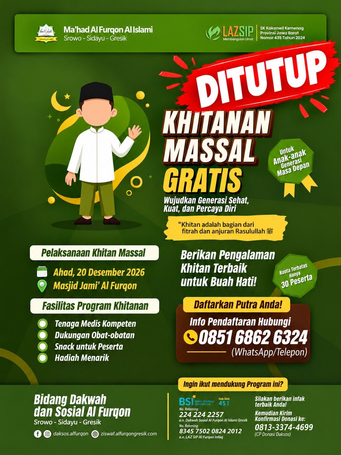 Pendaftaran "Khitan Masal Gratis" Tahun ini Ditutup