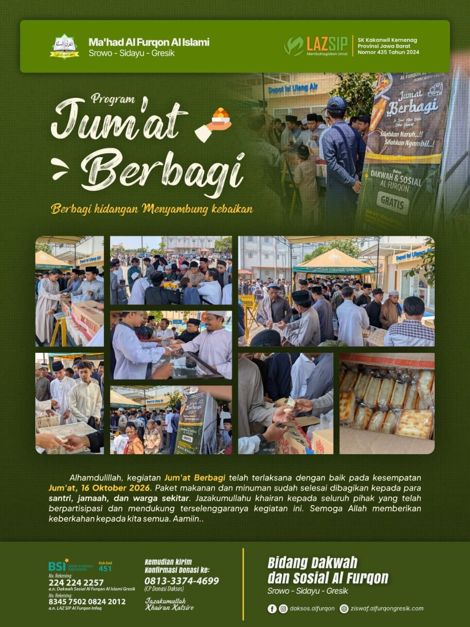 LAPORAN PENERIMAAN & PENYALURAN JUM'AT BERBAGI Periode Bulan Oktober 2026